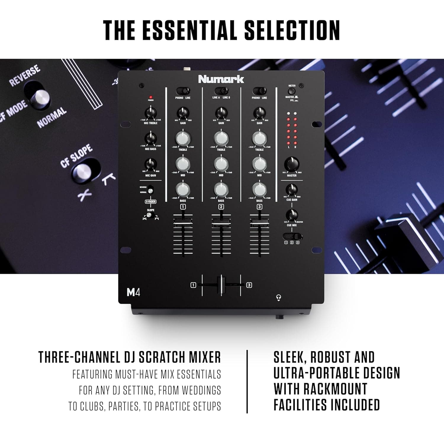 Numark M4 3-Channel Rack Mountable DJ Mixer 1