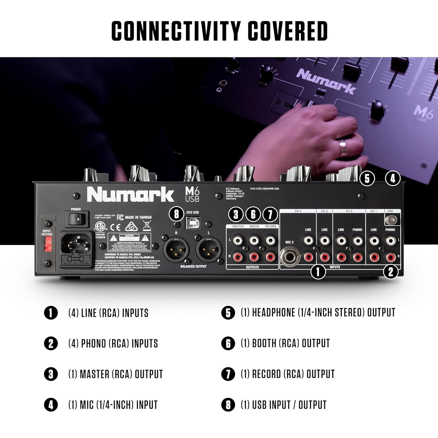 Numark M6 USB 4-Channel DJ Mixer 2