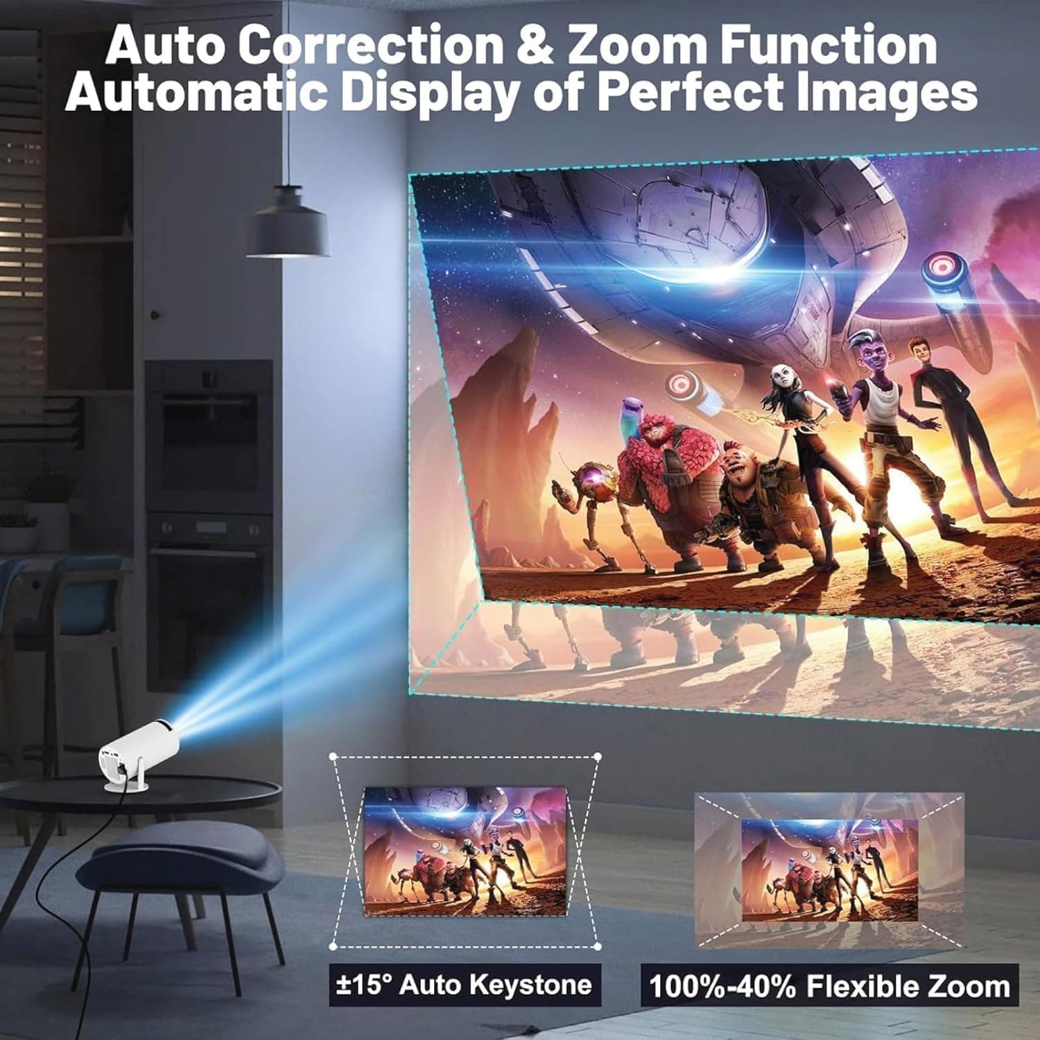 Portable Smart Mini Projector 4K Support 3
