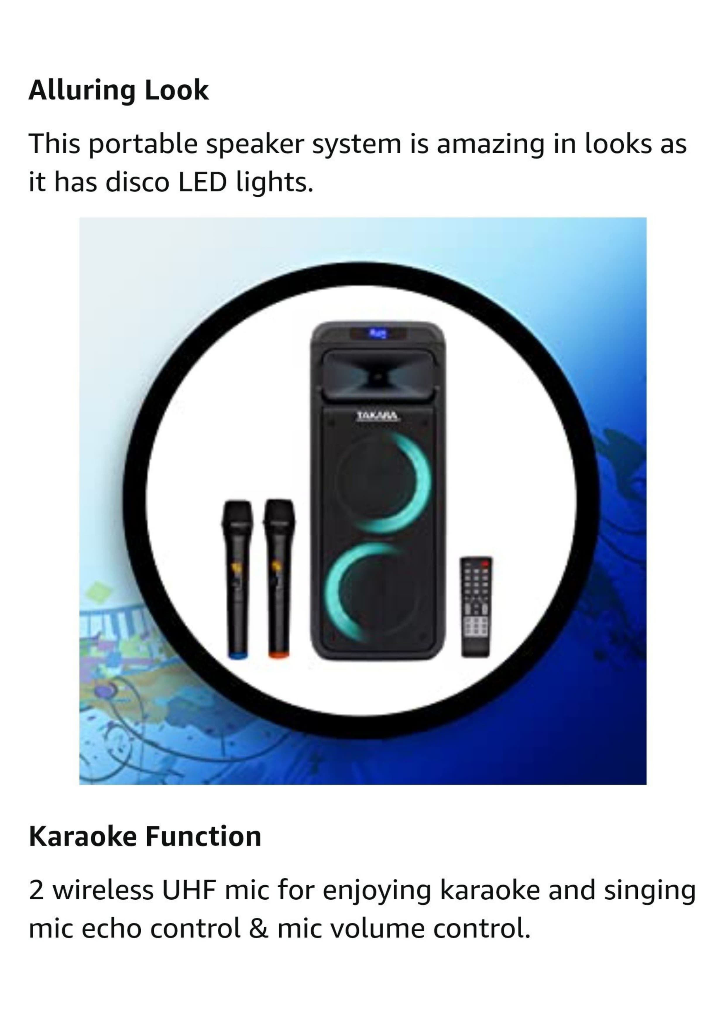 Takara T-1020 Portable Party Karaoke Speaker 6