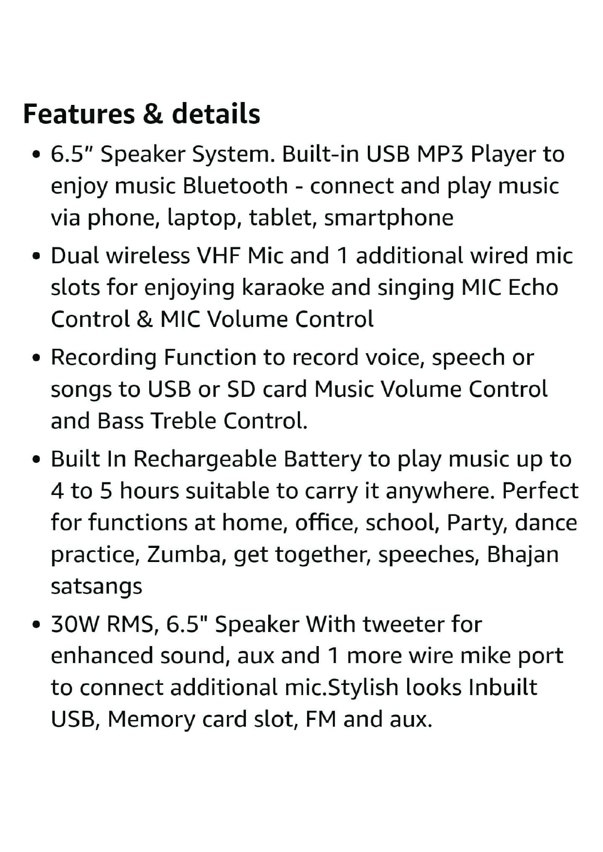 Takara T-7106 Karaoke Speaker 6.5 12