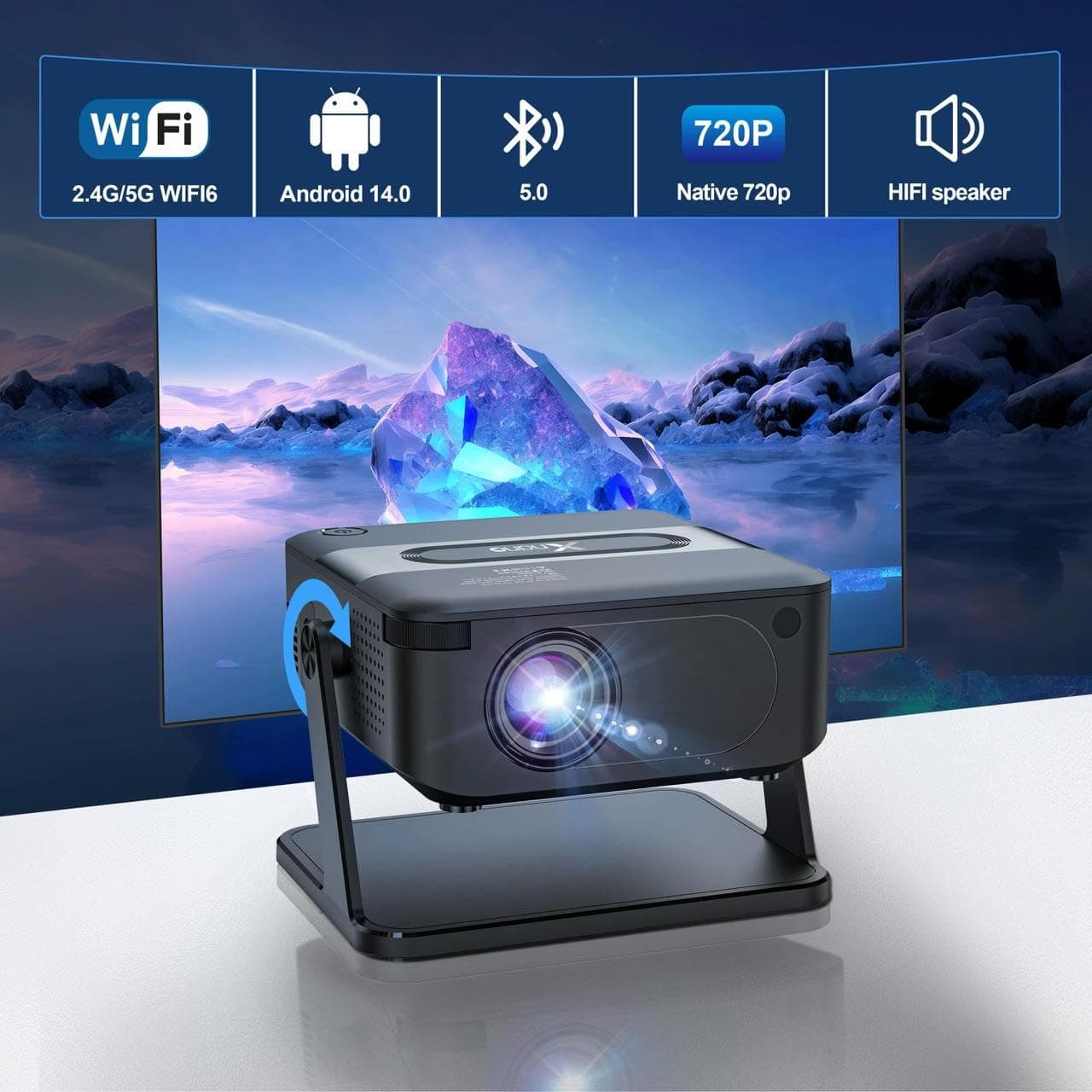 Xnano Smart Projector with Google TV 8